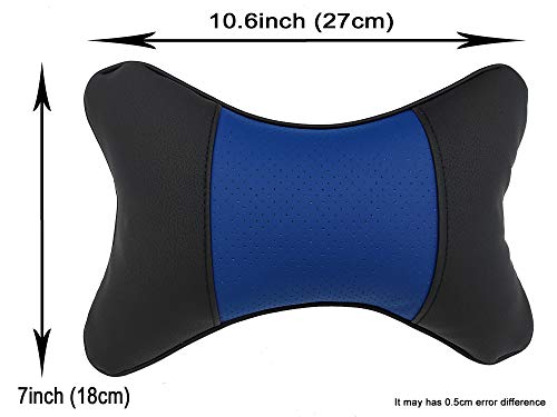 Car Neck Pillows 2pcs Pack Car Headrest Pillow Pu Leather Car Cervical Pillows for Traveling Car Pillows Filled by Fiber (Black) (Black Blue) - color: Black Blue