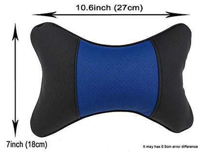 Car Neck Pillows 2pcs Pack Car Headrest Pillow Pu Leather Car Cervical Pillows for Traveling Car Pillows Filled by Fiber (Black) (Black Blue) - color: Black Blue