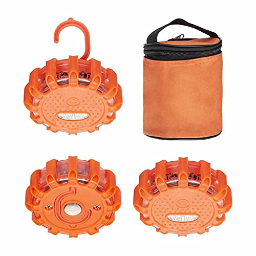 Shakven 12 Led Flasher Lamp Car Roadside Flares Emergencys Accessories Auto Lamp | Magnetic Emergencys Flashlight Car Warning Light Led Flasher Lamp,Led Flasher Lamp For Vechiles,Car Warning Light - color: orange red light