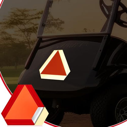 Resurhang 8 Pack Slow Moving Vehicle Triangle Sign 14 x 16 Inch Sticky Slow Moving Vehicle Triangle Sign Safety Vinyl Reflective Stickers for Cars Tractor Golf Cart Accessories