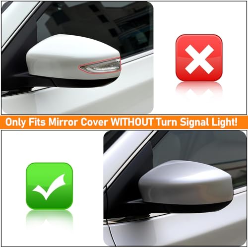 Moonlinks Compatible with Nissan Sentra 2013 2014 2015 2016 2017 2018 2019 Side Mirror Cover Replacement,Silver Left Driver & Right Passenger Side Door Rearview Side Mirror Cap Without Turn Signal - size: Silver-Pair