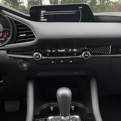 AIRSPEED Carbon Fiber for Mazda 3 Axela 2019-2025 Center Console Air Vent Outlet Panel Cover Interior Trim Accessory, Black - color: Air Vent Outlet Panel