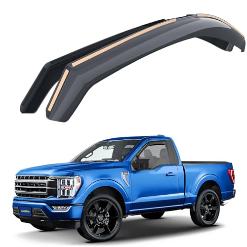 Goodyear Shatterproof in-Channel Window Deflectors for Ford F150 2021-2026 Regular Cab/SuperCrew/SuperCab, Rain Guards, Window Visors for Cars, Vent Deflector, Car Accessories, 2 pcs - GY003497 - color: For F150 2021-2026