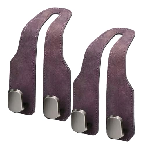 Eadwe Headrest Hooks for Car, 2026 New Car Seat Back Zinc Alloy Double Hook for Purses and Bags,Twinhook Leather Car Headrest Hangers Seat Back Organizers for Travel (Brown*2) - color: Brown*2