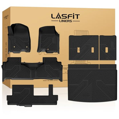LASFIT Floor Mats 2021-2026 & Only 8 Seats (Not for 7/9 Seats) for Chevrolet Chevy Suburban/GMC Yukon XL (Only Yukon XL, Not Fit Yukon)/Cadillac Escalade ESV (Only Escalade ESV, Not Fit Escalade) - size: Suburban/Yukon XL/Eacalade ESV 8 Seats 2021-2026