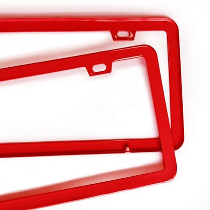 2 Packs License Plate Frame Aluminum Metal Licence Plate Holder for Car Universal Fit for Men Women (Red) - color: Red