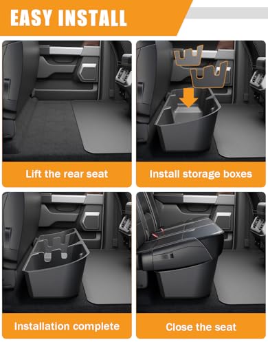 KINGGERI Under Seat Storage Boxes Compatible with 2015-2026 Ford F-150 F150 SuperCrew Cab, 2017-2026 Ford F-250 F-350 F-450 F-550 Super Duty, Upgraded Rear Under Back Seat Cargo Tool Box Organizer - size: 15-26 Ford F150 & 17-26 F250 F350 F450 F550