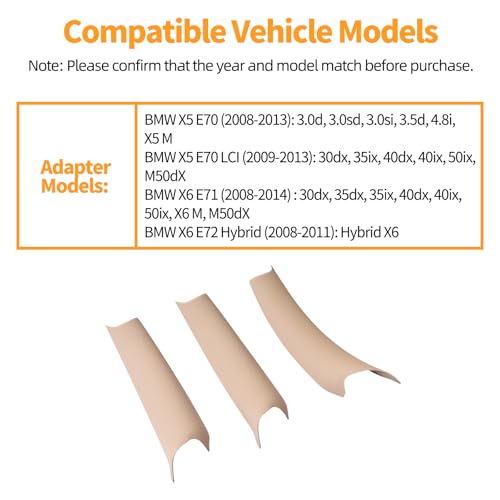 3 PCS Door Handle Covers Compatible with BMW X5 E70 2008-2013, X6 E71/E72 2008-2014 Accessories, Front Rear Left Right Side Inner Door Pull Handle Cover, Beige - color: Beige