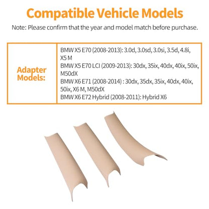 3 PCS Door Handle Covers Compatible with BMW X5 E70 2008-2013, X6 E71/E72 2008-2014 Accessories, Front Rear Left Right Side Inner Door Pull Handle Cover, Beige - color: Beige