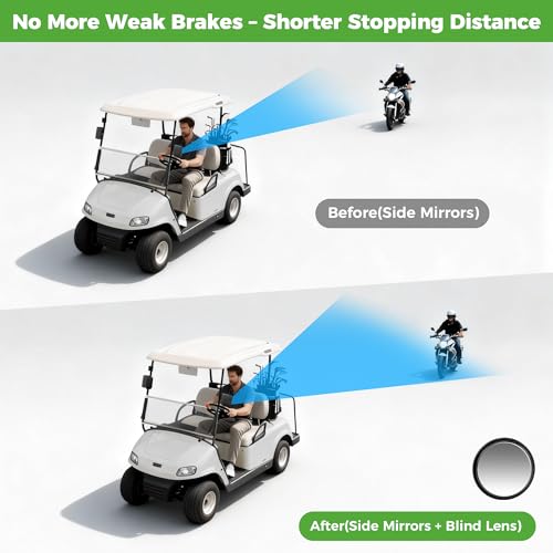 10L0L Golf Cart Mirror No Drilling Side Mirrors with Blind Spot Mirrors Universal for Yamaha, Club Car, EZGO, Folding Side Rear View Mirrors Adjustable 180 Degree HD Glass - style: Side Mirrors & Blind Spot Mirrors