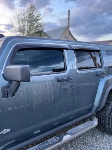 Chrome Window Deflector Set of 4-Pieces - Car Trim Side Vent Shades - Air/Rain Guards Ventvisor Compatible with Hummer H3 2005-2010