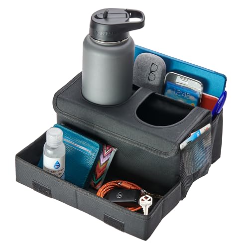 High Road CarHop Jr - Car Organizer with Cup Holders and Storage or Eating Tray for Car - Front Seat Organizer for Drivers and Back Seat Organizer for Kids and Adults