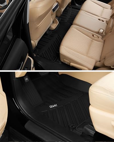 3W Floor Mats Fit 2014-2019 Toyota Highlander (Not for Hybrid), All Weather TPE Custom Fit Car Floor Liners 1st&2nd Row, Black - style: 3. Highlander|14-19|Floor Mats