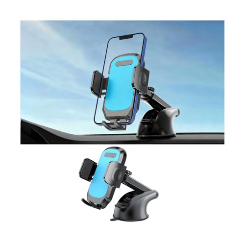 Car Phone Holder, Strong Suction Cup Vehicle Windshield Dashboard Air Vent Cellphone Mount, 360° Rotating Adjustable Smartphone Holder, Universal Automotive Accessories (Blue) - color: Blue