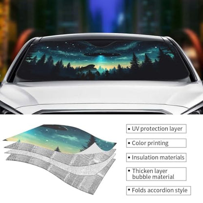 Alien Tree Car Sun Shade Windshield Sunshade Foldable Front Window Shield Cover for Truck SUV - color: Blue1