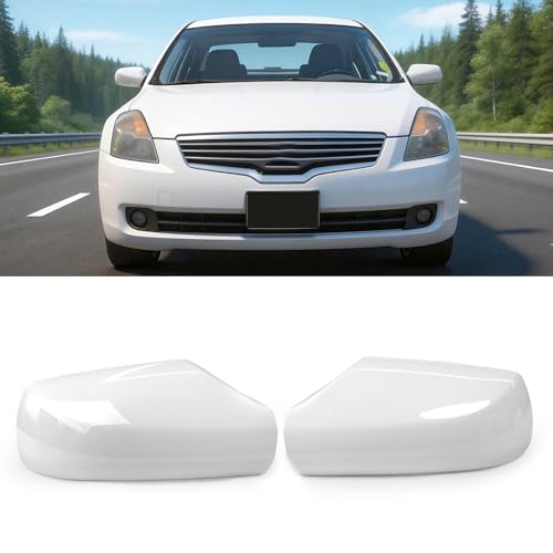 Moonlinks 1Pair Compatible with 2007 2008 2009 2010 2011 2012 Nissan Altima 2.5L Mirror Cover Replacement, Pearly White Left Driver Side & Right Passenger Side Door Rearview Side Clip-on Mirror Cap - color: Pair White