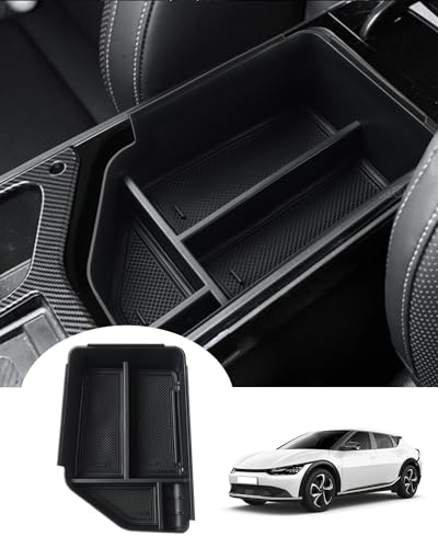 Autorder Center Console Organizer for 2022 2023 2024 2025 Kia EV6 Accessories Armrest Storage Box Secondary Insert Tray with Anti-slip Mat - size: 1PC Armrest Storage Box