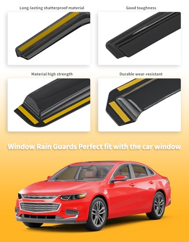 in-Channel Window Rain Guards Fit for Chevy Chevrolet Malibu 2016-2025 (9 Gen),Extra Durable Window Visors Window Deflectors Vent Visors Vent Shades Car Accessories-4 pcs - size: Fit for 2016-2025 Chevy Malibu(9 Gen)
