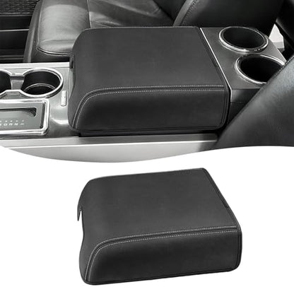 Center Console Cover for Ford F150 XL XLT 2004-2014, Expedition 2007-2014, Lincoln Mark LT 2006-2008, PU Leather Middle Armrest Cusion Protector, Bucket Seat Only, Anti-Scratch, Black Gray Stitching - size: Bucket Seat, 04-14 F150 XL XLT, gray stitch
