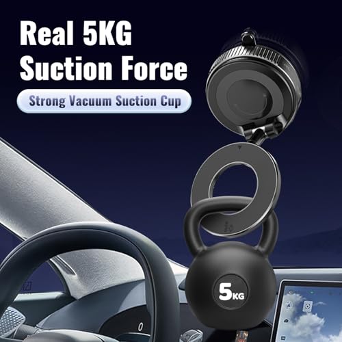 Minson's BestShop Vacuum Magnetic Car Phone Holder - 108lbs Suction & 3000gf Magnet, 360° Foldable Car Phone Mount for iPhone 16-12, Samsung, Android in All Vehicles/Gym/Mirror/Smooth Surfaces