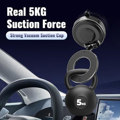 Minson's BestShop Vacuum Magnetic Car Phone Holder - 108lbs Suction & 3000gf Magnet, 360° Foldable Car Phone Mount for iPhone 16-12, Samsung, Android in All Vehicles/Gym/Mirror/Smooth Surfaces