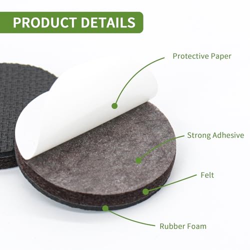Non Slip Furniture Pads 16 PCS 2'' Round - Anti Slip Furniture Pads - Self Adhesive Rubber Feet Furniture Feet - Chair Leg Floor Protectors - Keep Furniture in Place - size: Round 2 inch 16PACK