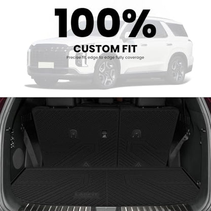 LASFIT Cargo Trunk Mat & Backrest Mats for Hyundai Palisade 2025 2024 2023 2022 2021 2020 All Weather TPE Custom Fit Car Trunk Mats Cargo Liner & Seatback Mats Accessoires, Black - size: 2)For Hyundai Palisade | 2020-2025 | Cargo