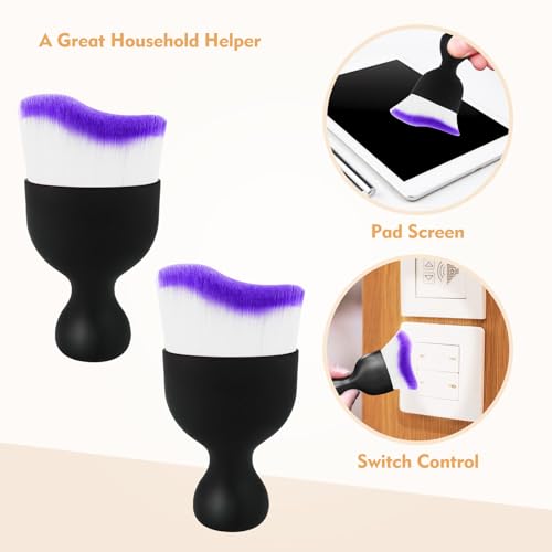 Car Interior Cleaning Brush Car Duster Interior with Ultra Soft Bristles Auto Detailing Brushes Dusting Car Accessories for Dashboard, AC Vents, Leather, Scratch-Free (2Pack_Purple) - size: 2Pack_Purple
