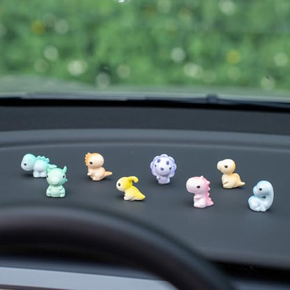 Rislobx Dinosaur Car Dashboard Decorations, 8PCS Cute Dinosaur Rearview Mirror Decor, Fun Car Interior Ornament Accessories