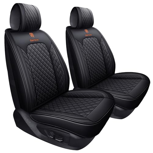 Aierxuan 2 Front Seat Covers for Women Leather Waterproof Universal for Ford Fusion Focus Edge Beetle Kia Soul C300 CC Hyundai Elantra Outlander Lexus ES350 (2 PCS Front, Black) - color: 2 PCS Front/Black