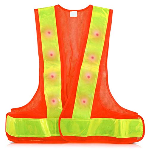High Visibility LED Light Safety Vest Reflective Vest Outdoor Night Warning Reflector for Traffic Running Jogging Cycling Walking