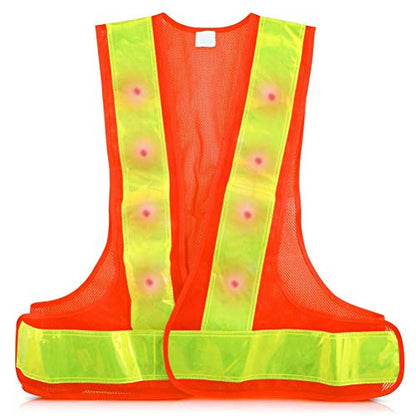 High Visibility LED Light Safety Vest Reflective Vest Outdoor Night Warning Reflector for Traffic Running Jogging Cycling Walking