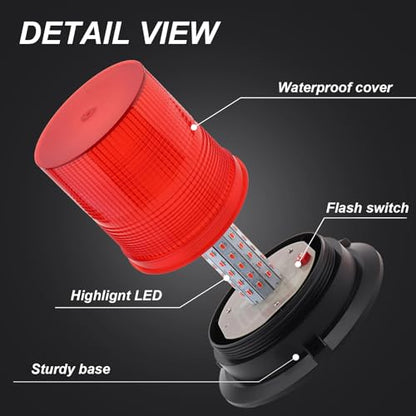Red Led Strobe Lights, 12-48V Warning Emergency Flashing Beacon Lights, 3 Modes Waterproof Flashing Safety Warning Lights for Trucks, Cars, Bus, Tractor, Mower, ATV, Golf Carts, UTV - color: Red