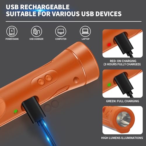 KnLnny Ware Automotive Escape Tool, Window Breaker,Seatbelt Cutter, Car Flashlight, 5 in1 Auto Tactical Gear, USB Charging, Magnetic Attraction, Emergency Kit Self Defense Accessories, Orange - color: Orange-1Pack