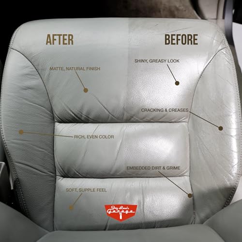 Jay Leno's Garage Leather Cleaner and Conditioner for Car Interior – Advanced Car Seat Leather Cleaner and Conditioner, Auto Leather Care Kit for Interior Detailing and Upholstery Cleaning - style: Treatment Kit