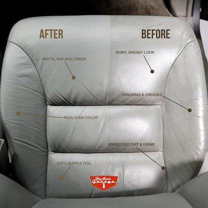 Jay Leno's Garage Leather Cleaner and Conditioner for Car Interior – Advanced Car Seat Leather Cleaner and Conditioner, Auto Leather Care Kit for Interior Detailing and Upholstery Cleaning - style: Treatment Kit