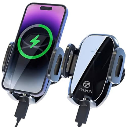 Wireless Car Charger, Air Vent Auto-Clamping Car Mount 15W Fast Charging, Compatible with iPhone 15/14/13/13 Pro/12 Pro Max/12 pro/12/11/10, Samsung Galaxy S24/S23/S22, Google Pixel 8/7/6