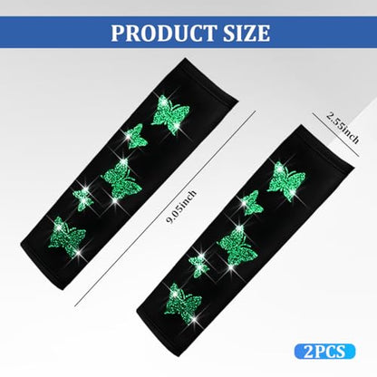 Car Seat Belt Covers, 2PCS Butterfly Soft Vehicle Seatbelt Shoulder Strap Pad Cushions, Comfortable Automotive Interir Harness Pad, Universal for SUV Automobile Truck (Green) - color: Green