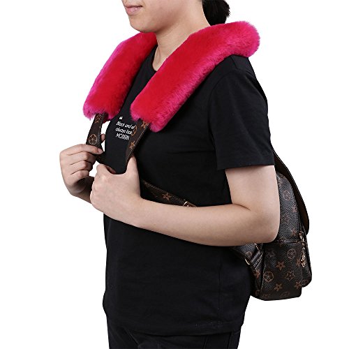 U&M 2 Pack Genuine Sheepskin Auto Seat Belt Cover for Adult Youth Kid Toddlers -Soft Warm Car, Truck, SUV, Camera Backpack Strap Shoulder Pad Wool Fluffy - color: rose red