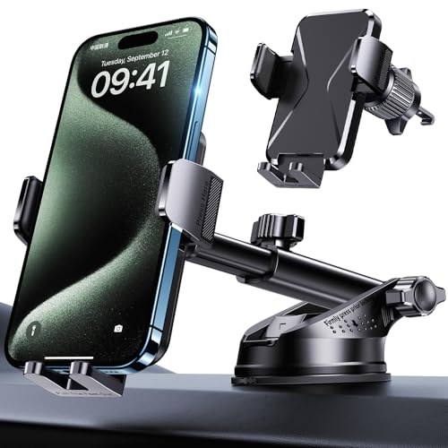 Universal Car Phone Mount Holder - [Military-Grade Suction Cup & Secure Clip] 3-in-1 Windshield, Dashboard, Air Vent Car Phone Mount Compatible with All iPhone & Smartphones - style: Modle-D