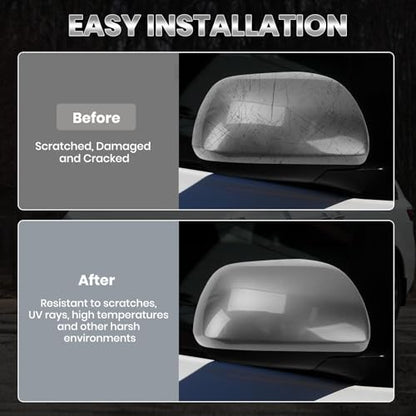 Compatible with 2012-2020 Toyota Sienna Right Side Mirror Cover Cap, Gray Passenger Side Clip-on Mirror Cap Replacement Without Turn Signal Light Replaces for 87915-08021-B1 - color: Right Gray