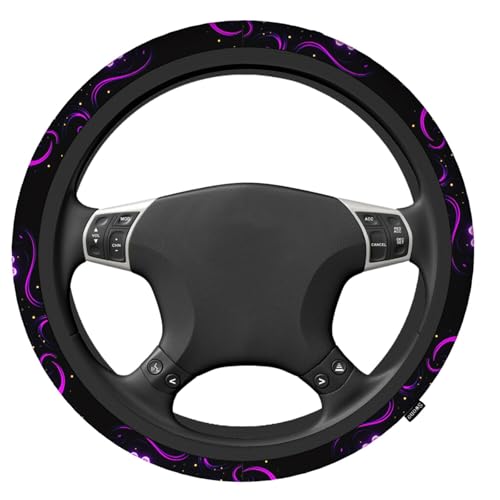 Swono Butterfly Purple Steering Wheel Cover for Men Women Abstract Purple Butterfly and Flower On The Black Universal 15 Inch Auto Neoprene Case Anti-Slip Car Wheel Protector - color: multi-049