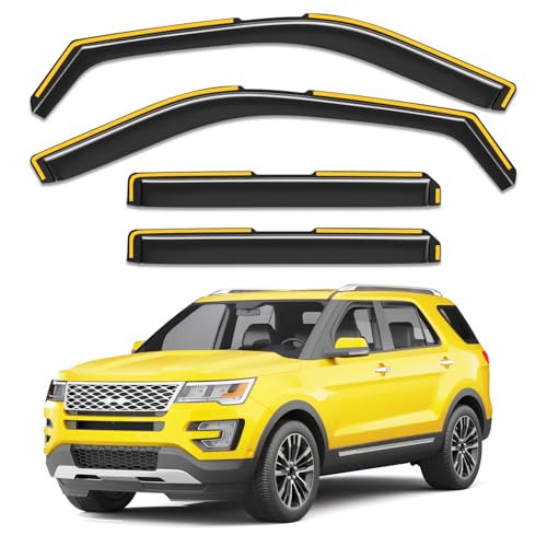 in-Channel Window Rain Guards for Ford Explorer 2011-2019 Rain Guards Extra Durable Side Window Deflectors Visors Vent Visors Vent Shades Exterior Car Accessories-4pcs - size: Fit for 2011-2019 Ford Explorer