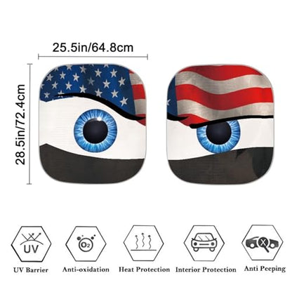 American Flag Eyes Automotive Windshield Sunshade Universal Car Front Windows Sunshade Block UV Rays Foldable Sunshade - color: American Flag Eyes