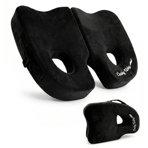 Cushy Tushy Premium Foldable Piriformis Seat Cushion - Piriformis Pain and Sciatic Pain Relief Cushion - for Home & Office Use, Perfect for Travel or Driving - color: Black, size: Piriformis