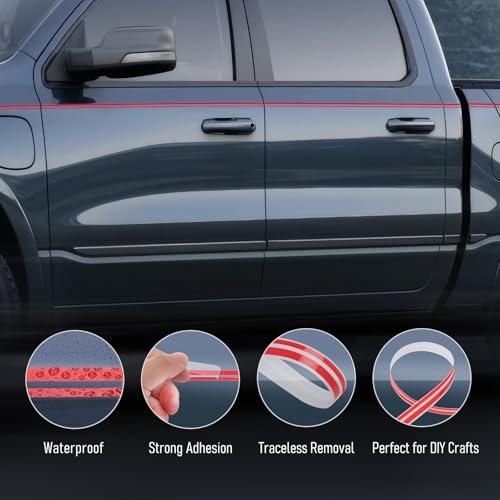 2 Rolls 32Ft Car Pinstripe Tape, Automotive Pinstriping Tape Stickers Vinyl DIY Stripes Pinstripe Emblems Trim Decals for Car, SUVs, Pickups, Motorcycle and Boat, Racing Stripes (Red) - color: Red-2
