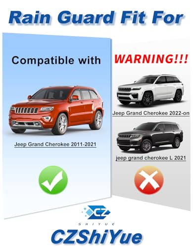 6-PCS Extra-Thick Rain Guards Fit for 2011-2021 Jeep Grand Cherokee Extra Durable Tape-on Window Rain Guard Window Deflectors Vent Shades Window Visor Vent Visors Exterior - size: Fit for 2011-2021 Jeep Grand Cherokee