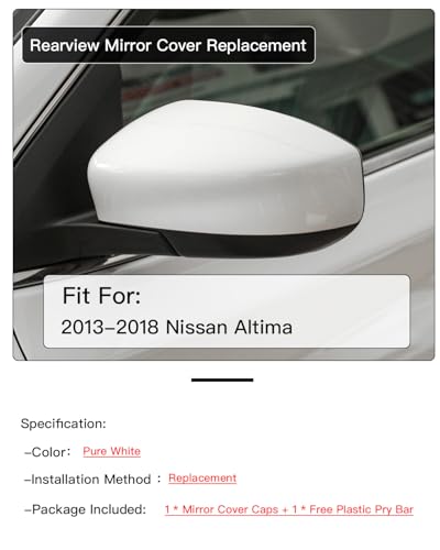 Left Driver Side Mirror Cover Cap Compatible with Nissan Altima 2013-2018 White - size: Left Driver Side