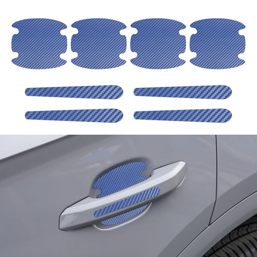 8PCS Car Door Handle Scratch Protectors, Car Door Handle Stickers, Carbon Fiber Texture Anti-Scratches Bowl Sticker, Car Door Handle Paint Guard Cover Universal for Most Car, Truck (Blue) - color: Blue