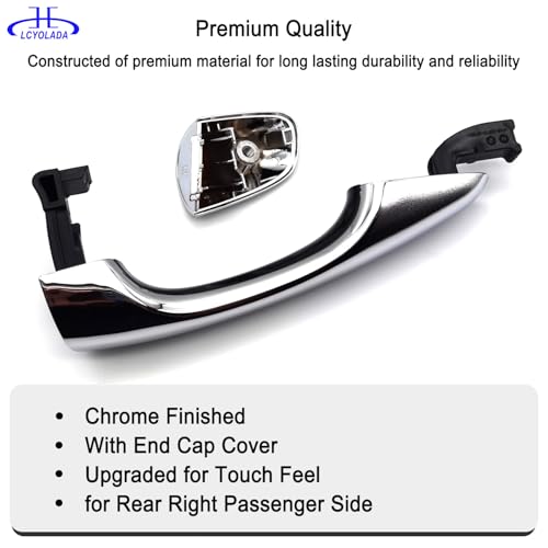Exterior Door Handle with End Cap Cover - Rear Right Passenger Side Chrome for 2016-2020 Kia Sorento - Replaces 82661-C5010, 83662-C5010 - size: Rear Right